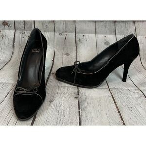 STUART WEITZMAN black suede leather bow high heel pump classic shoes size 10